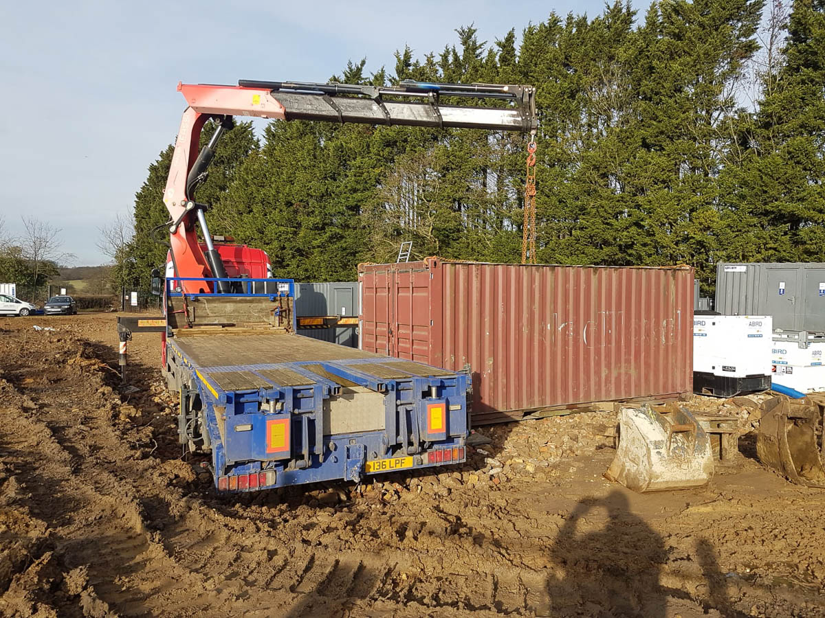 Container being delivered to Berkshire site